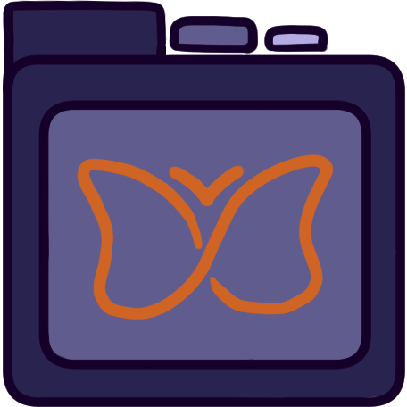 a purple file folder with the orange adhd butterfly symbol on it.